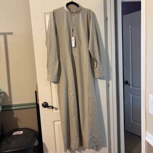 NWT Alqamees Thobe for Men - Thawb | Jubba Kaftan Embroider, Tan 60L